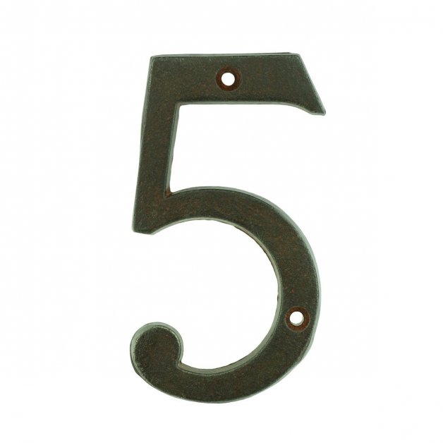Facade Decoration Numbers & Letters Door cipher 5 five rust colored metal - 103 mm