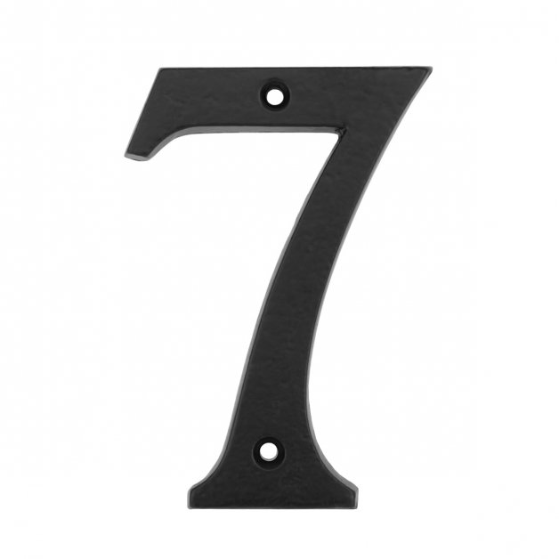 Geveldecoratie Nummers & Letters Deurnummer 7 zeven zwart metaal - 102 mm