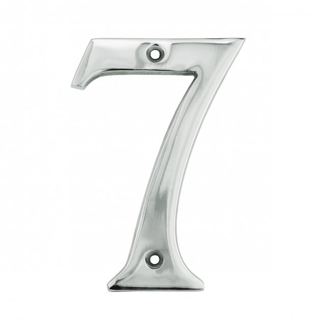 Facade Decoration Numbers & Letters Home number 7 seven shiny chrome - 102 mm