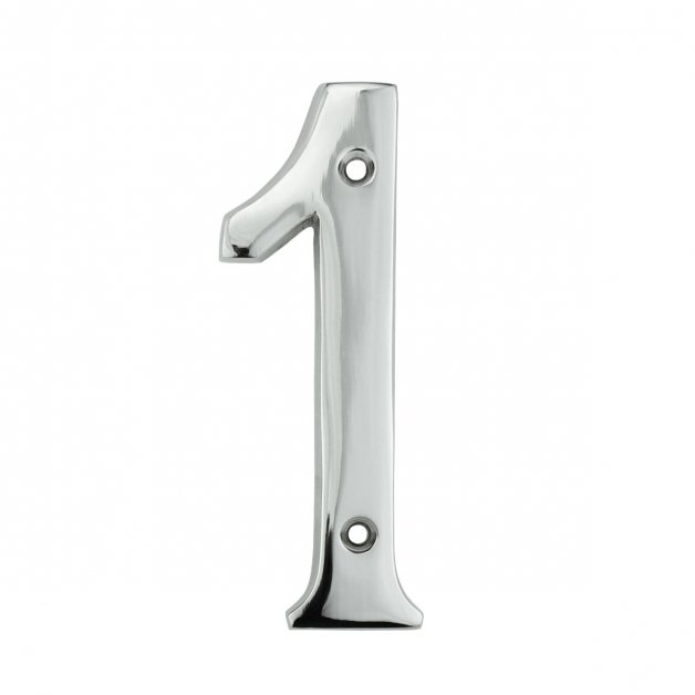 Facade Decoration Numbers & Letters House number 1 one shiny chrome - 102 mm