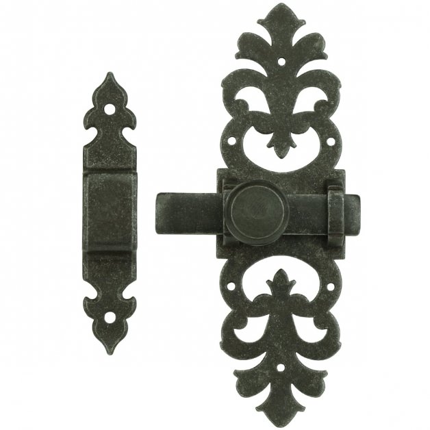 Door lock with closing plate rustic - 165 mm