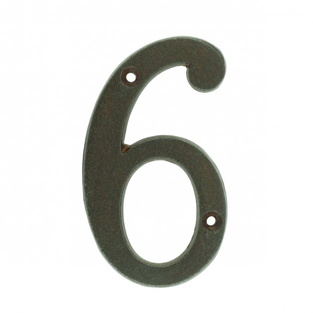 Geveldecoratie Nummers & Letters Huisnummer 6 zes massief gietijzer - 102 mm