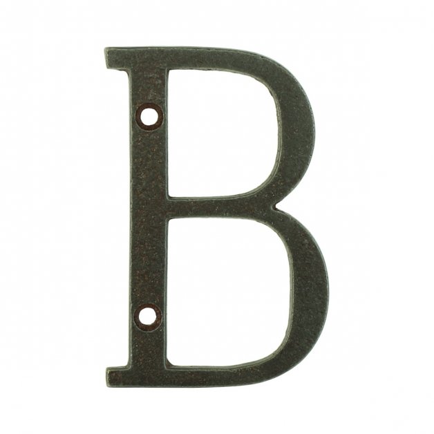 House number addition B old cast iron - 76 mm