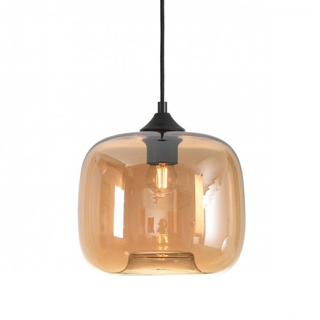 Plafondlampen Pendellamp rond amber glas Badia - Ø 24 cm