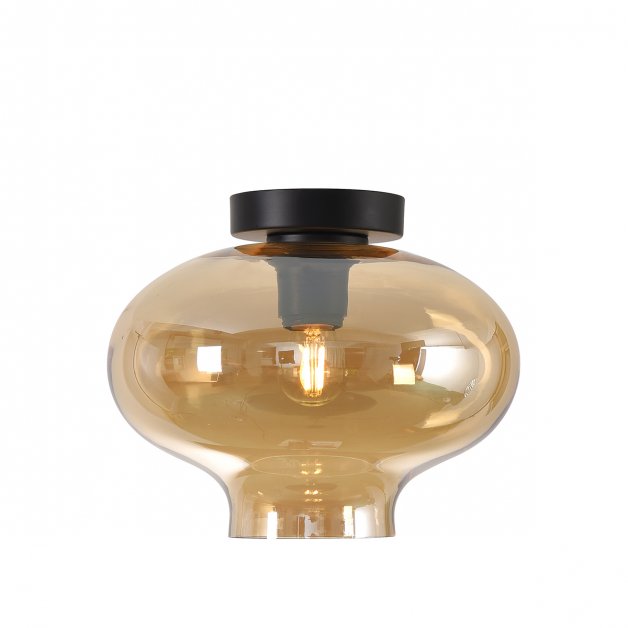 Binnenlampen Plafondlamp retro amber glas Dozza - Ø 26.5 cm