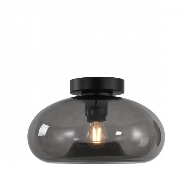 Eettafel Verlichting Plafondlamp rond grijs rookglas Edolo - Ø 28 cm
