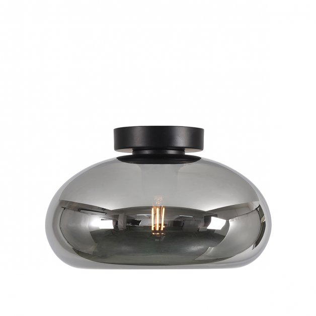 Plafondlamp rond titanium glas Edolo - Ø 28 cm