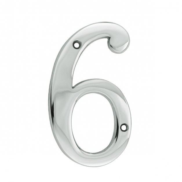 Facade Decoration Numbers & Letters Number facade 6 six polished chrome - 102 mm
