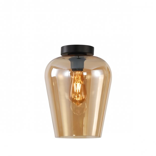 Tafellampen Plafondlampje kelk amber glas Agordo - Ø 24 cm