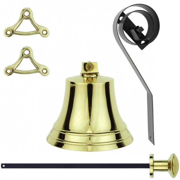 Hardware Doorbells Pulling bell set solid polished brass - Ø 80 mm
