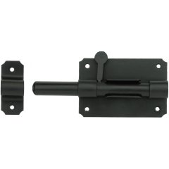 Hardware Door Locks Slide latch with lock plate black - 60 mm