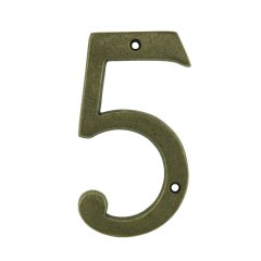 Facade Decoration Numbers & Letters House number facade 5 five old brass - 103 mm