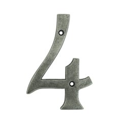 Geveldecoratie Nummers & Letters Huisdeur nummer 4 vier robuust nikkel - 101 mm