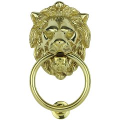 Door knocker lion polished brass - 140 mm