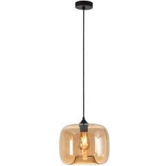 Ceiling lamp round amber glass Erula - Ø 28 cm