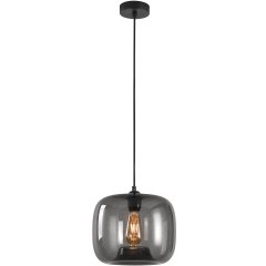 Plafondlamp rond grijs rookglas Erula - Ø 28 cm