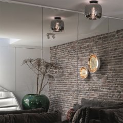 Ceiling light trendy grey glass Cuneo - Ø 28 cm