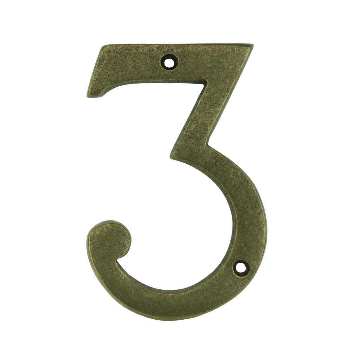 House number 3 three patinated brass - 100 mm