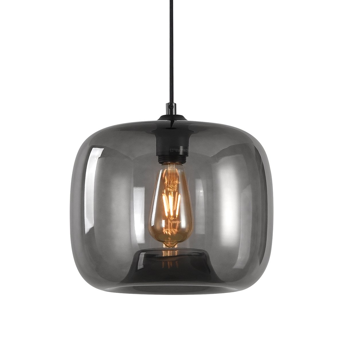 Ceiling lamp round grey glass Erula - Ø 28 cm