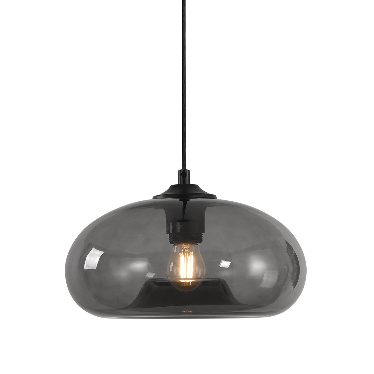 Hanglamp retro grijs rookglas Bobbio - Ø 28 cm