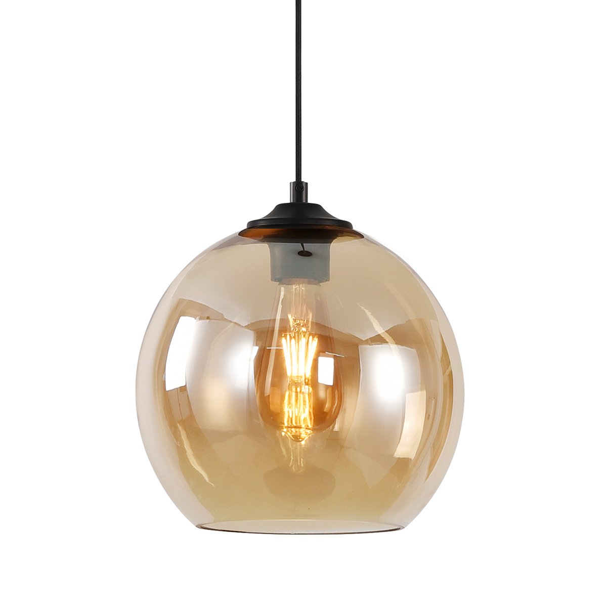 Binnenverlichting Hanglamp retro amber bol glas Puglia - Ø 40 cm