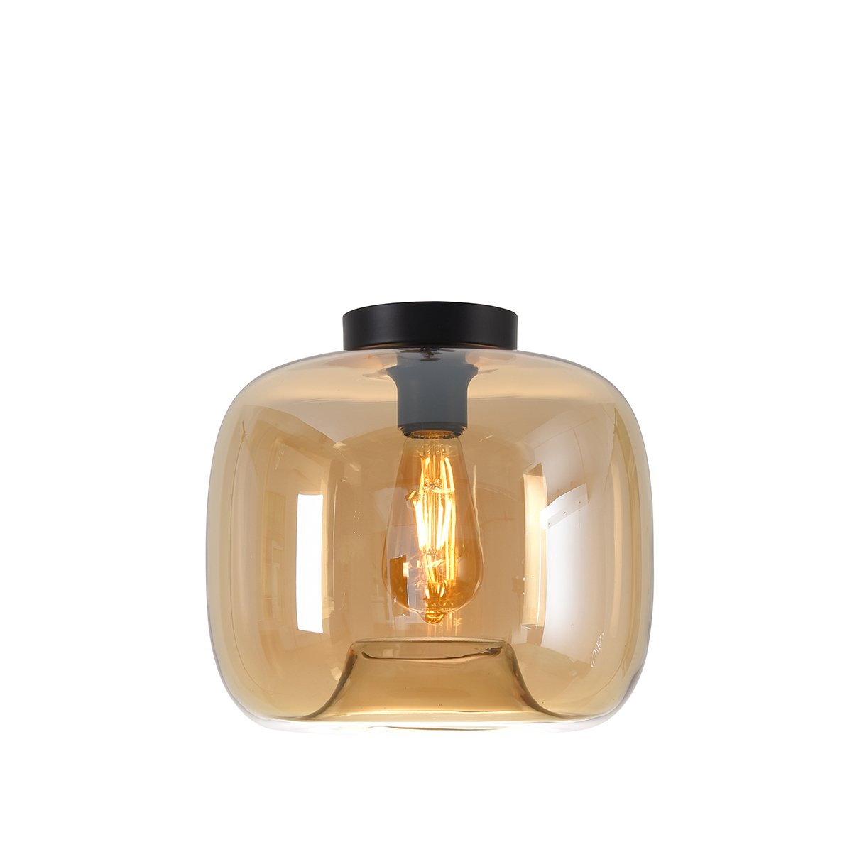 Plafondlamp retro goud glas Cogne - Ø 24 cm