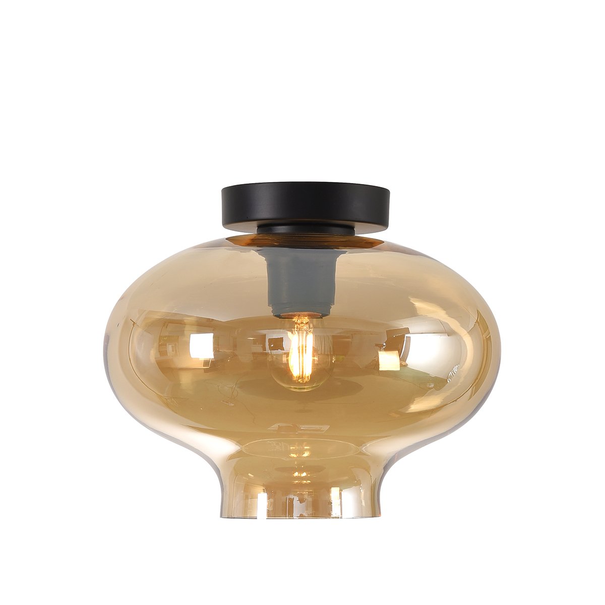 Plafondlamp retro amber glas Dozza - Ø 26.5 cm
