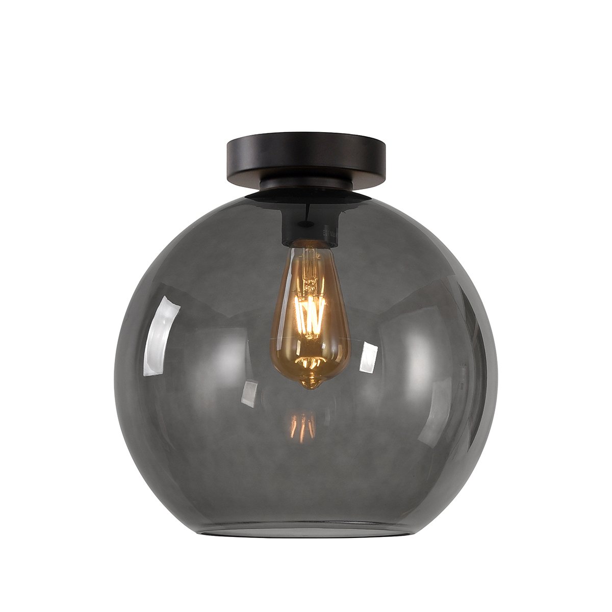 Plafonnier sphère verre foncé Resia - Ø 40 cm