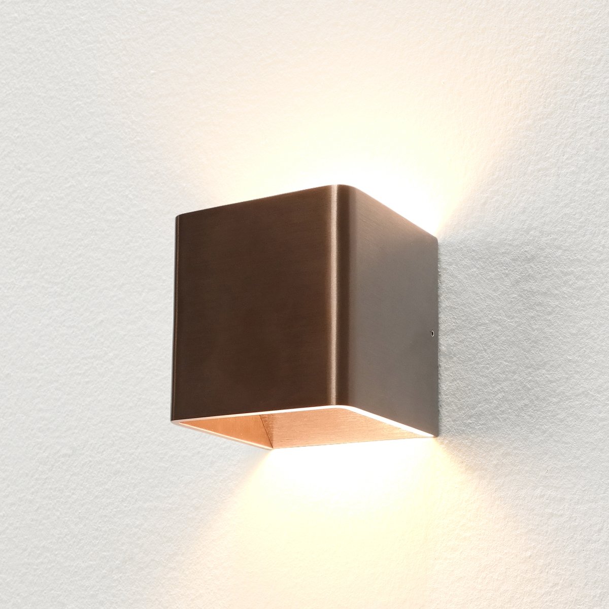 Muurverlichting Wandlamp led up down brons Carré - 10 cm
