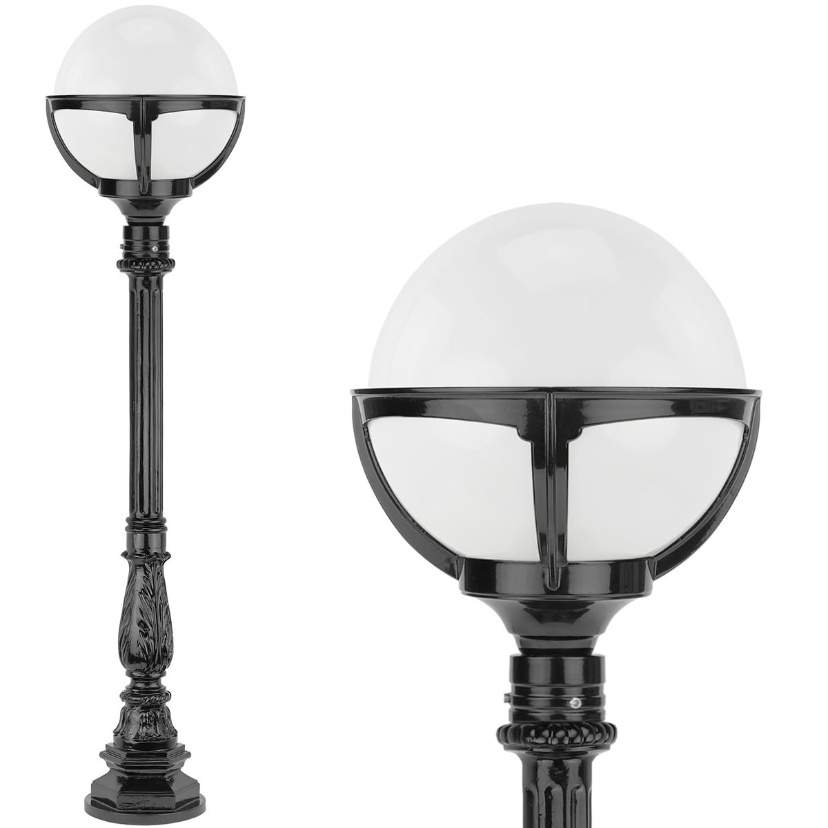 Buitenlampen Klassiek Landelijk Bollamp op paal wit glas Boerdam - 120 cm