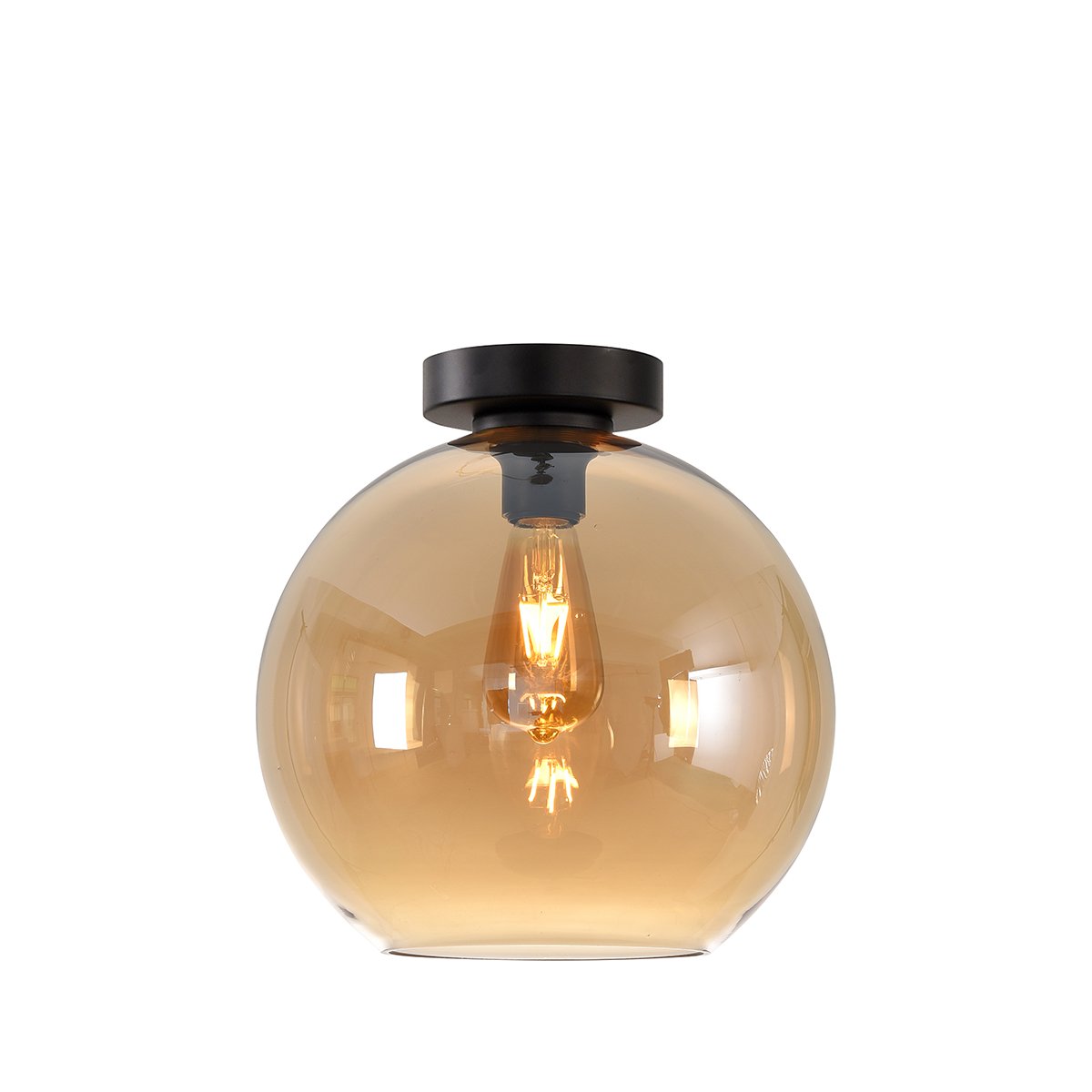 Binnenlampen Bollamp plafond amber glas Campli - Ø 25 cm