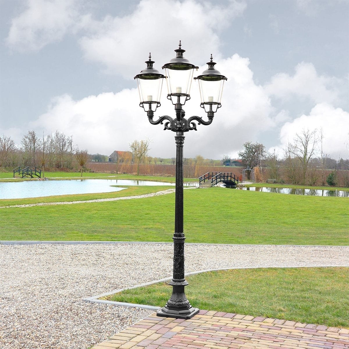 Outdoor Lighting Classic Rural Garden lantern antique Britsum 3-arms - 261 cm
