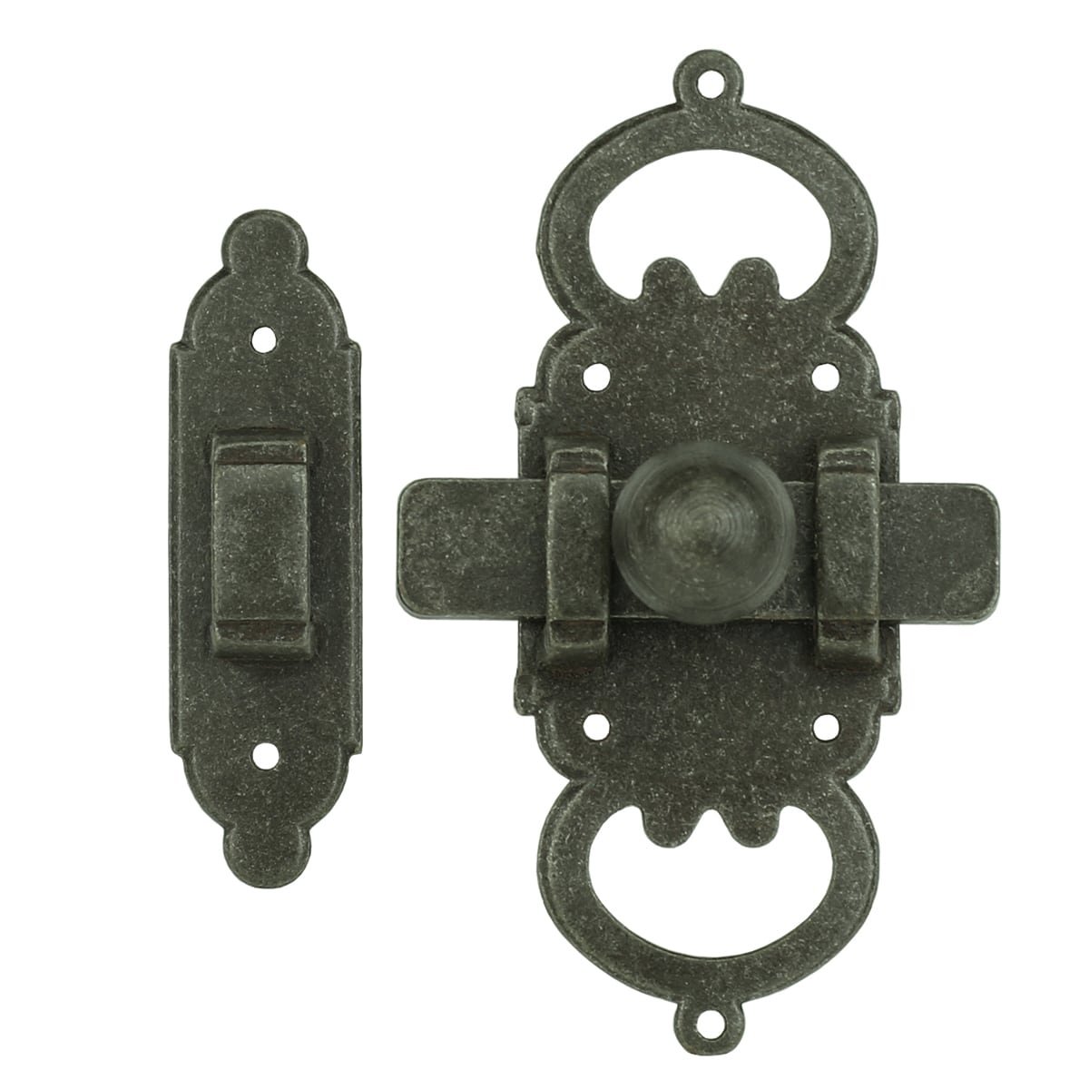Slide lock with lock catcher antique - 100 mm