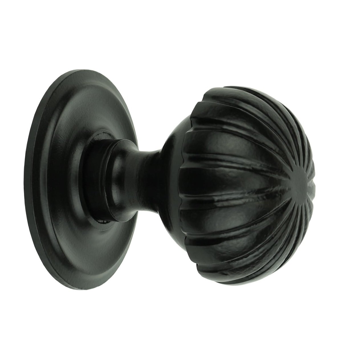 Deurknop zwart met groeven Goch - Ø 52 mm