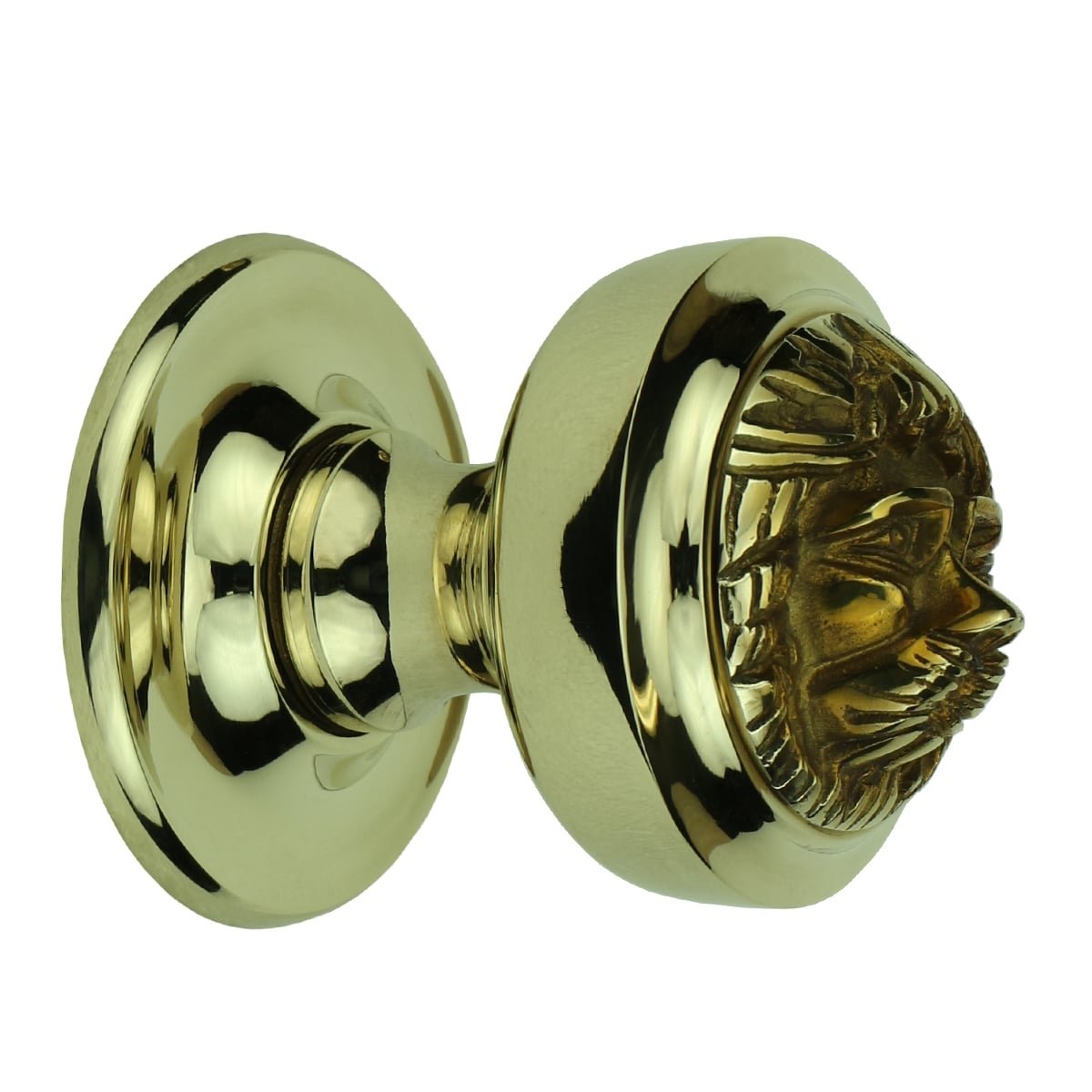 Doorknob lion brass Borkum - Ø 73 mm