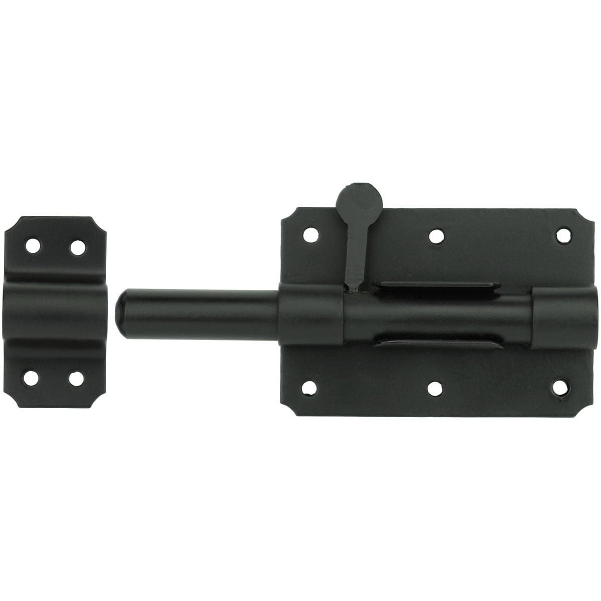 Latch lock with catch plate black - 65 mm