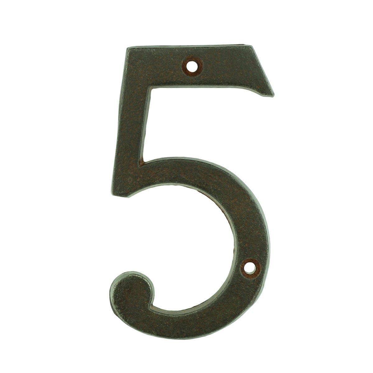 Dørnummer 5 fem rustfarvet metal - 103 mm