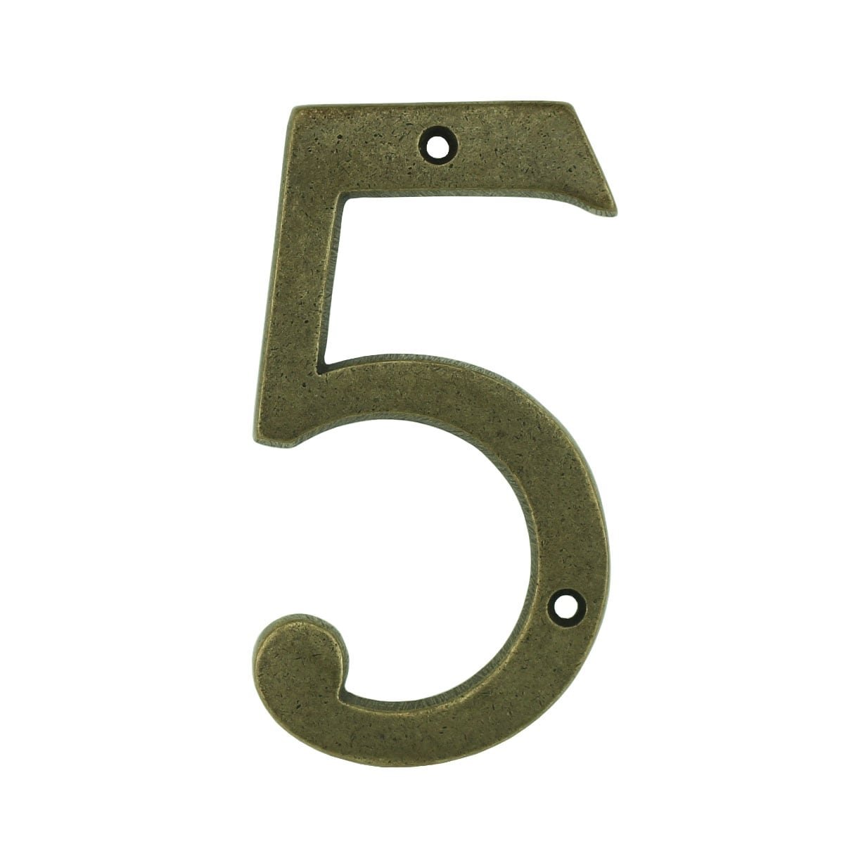 House number facade 5 five old brass - 103 mm