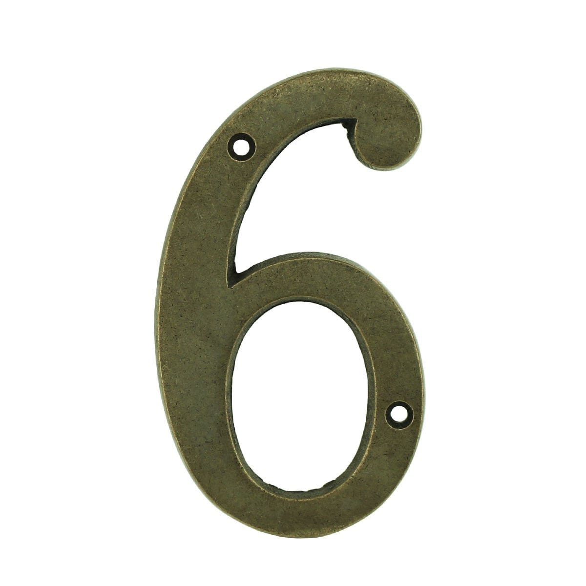 Voordeur getal 6 zes industrieël brons - 102 mm