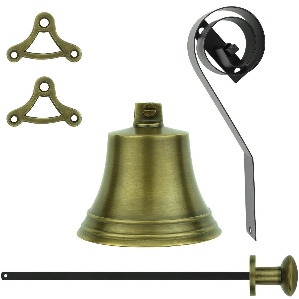 Hardware Doorbells Pulling bell 1930s style old brass - Ø 80 mm