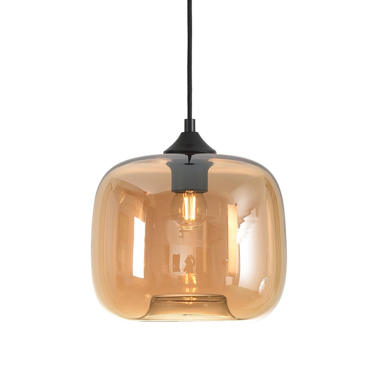 Pendant lamp amber glass Badia - Ø 24 cm