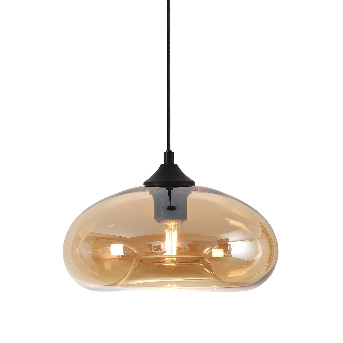 Hanglampje retro amber glas Bobbio - Ø 28 cm