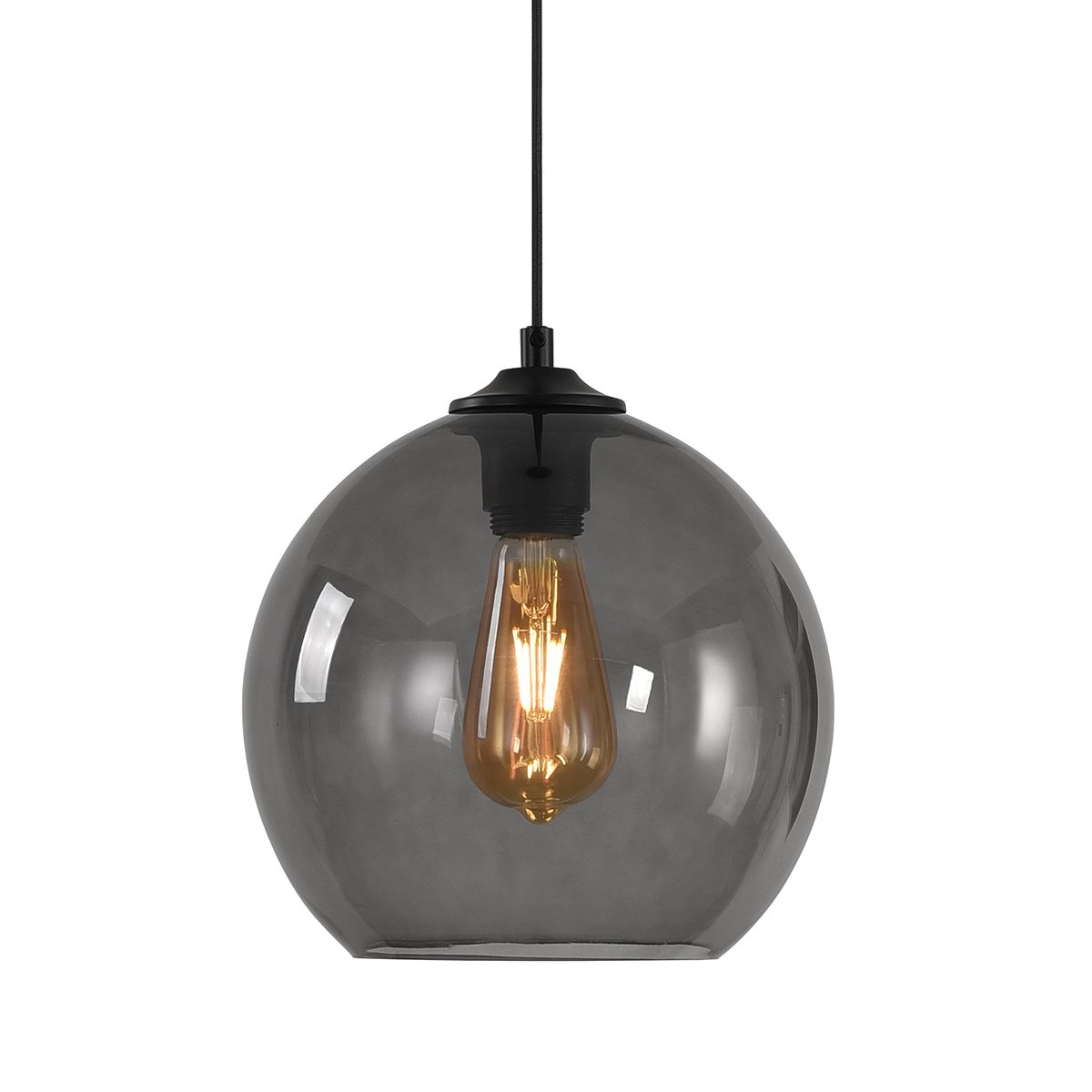 Hanglamp retro grijs bol glas Puglia - Ø 40 cm