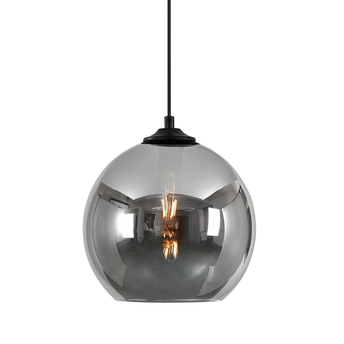 Plafondverlichting Hanglamp binnen titanium glas Merate - Ø 30 cm