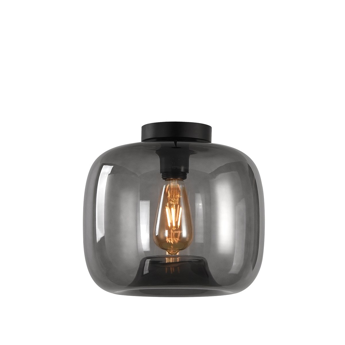 Loftlampe retro røget glas Cogne - Ø 24 cm