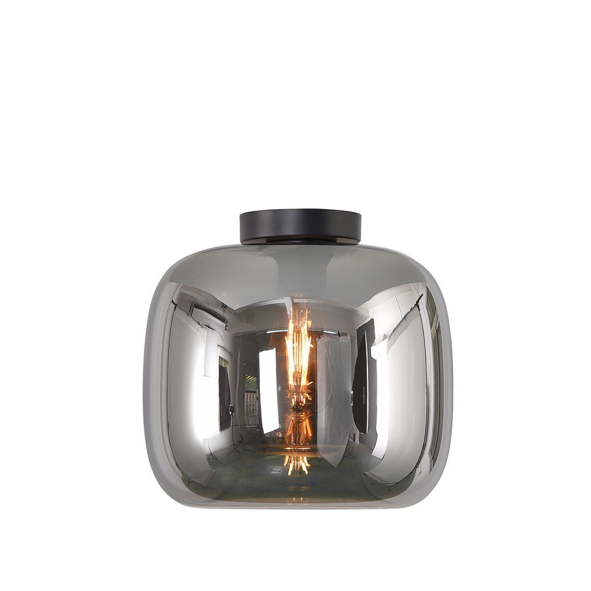 Plafondlamp titanium glas Cogne - Ø 24 cm