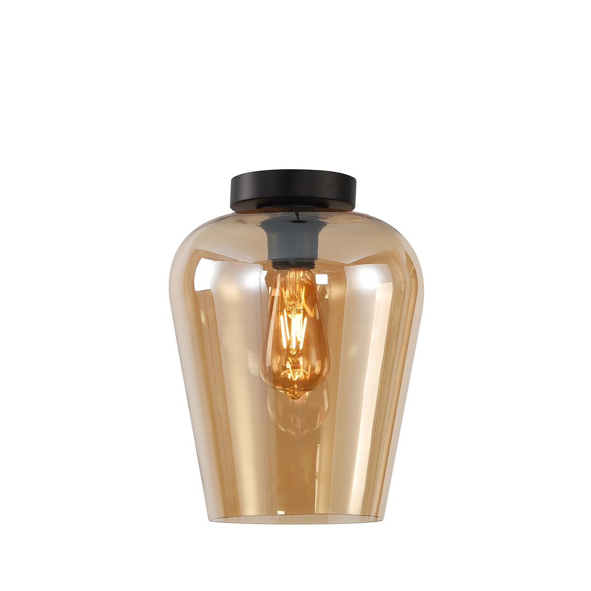 Plafondlampje kelk amber glas Agordo - Ø 24 cm