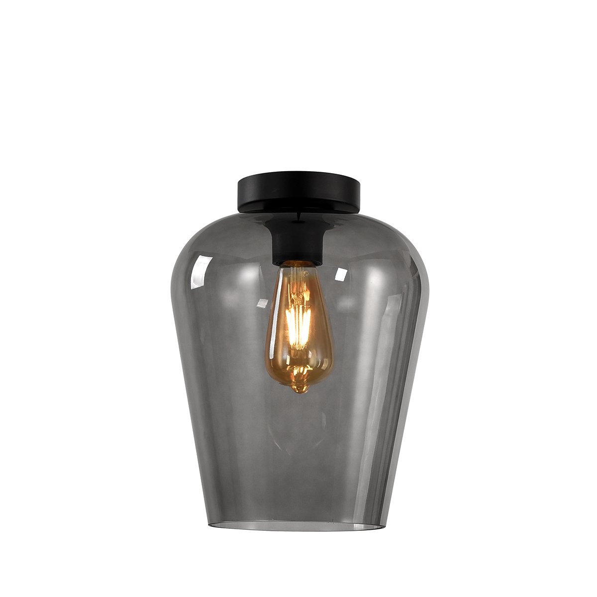 Loftlampe kalk grå glas Agordo - Ø 24 cm