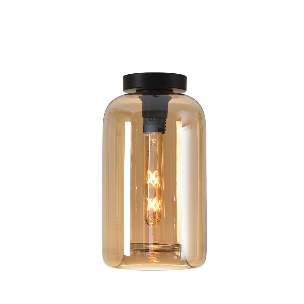 Loftlampe rør guld glas Capri - Ø 18 cm