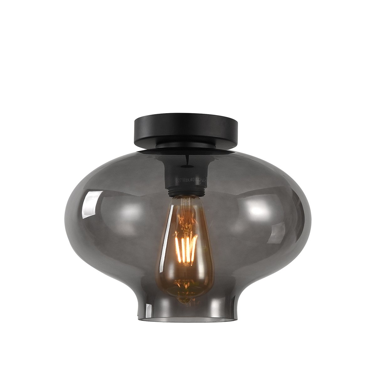 WC Verlichting Plafondlamp retro rookglas Dozza - Ø 26.5 cm